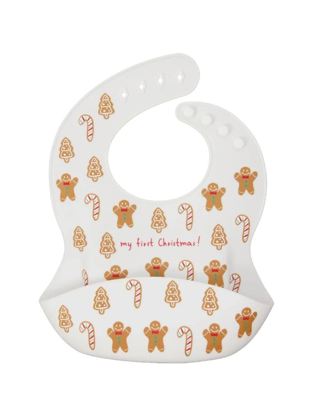 My First Christmas Silicone Baby Bib CR Gibson Signature Food Grade Gingerbread - Picture 2 of 8